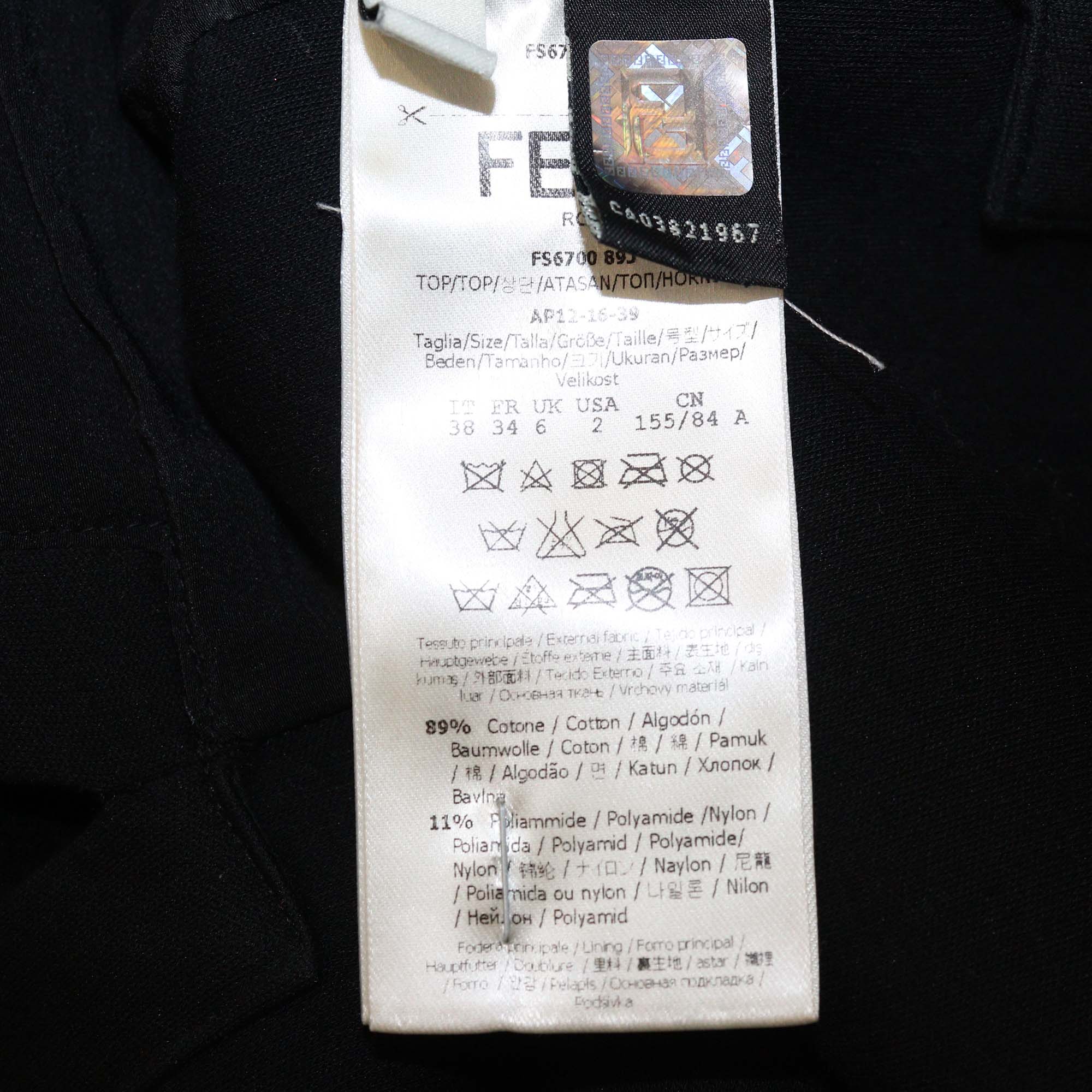 Fendi Black Blend Cotton Karlito Patch T-Shirt