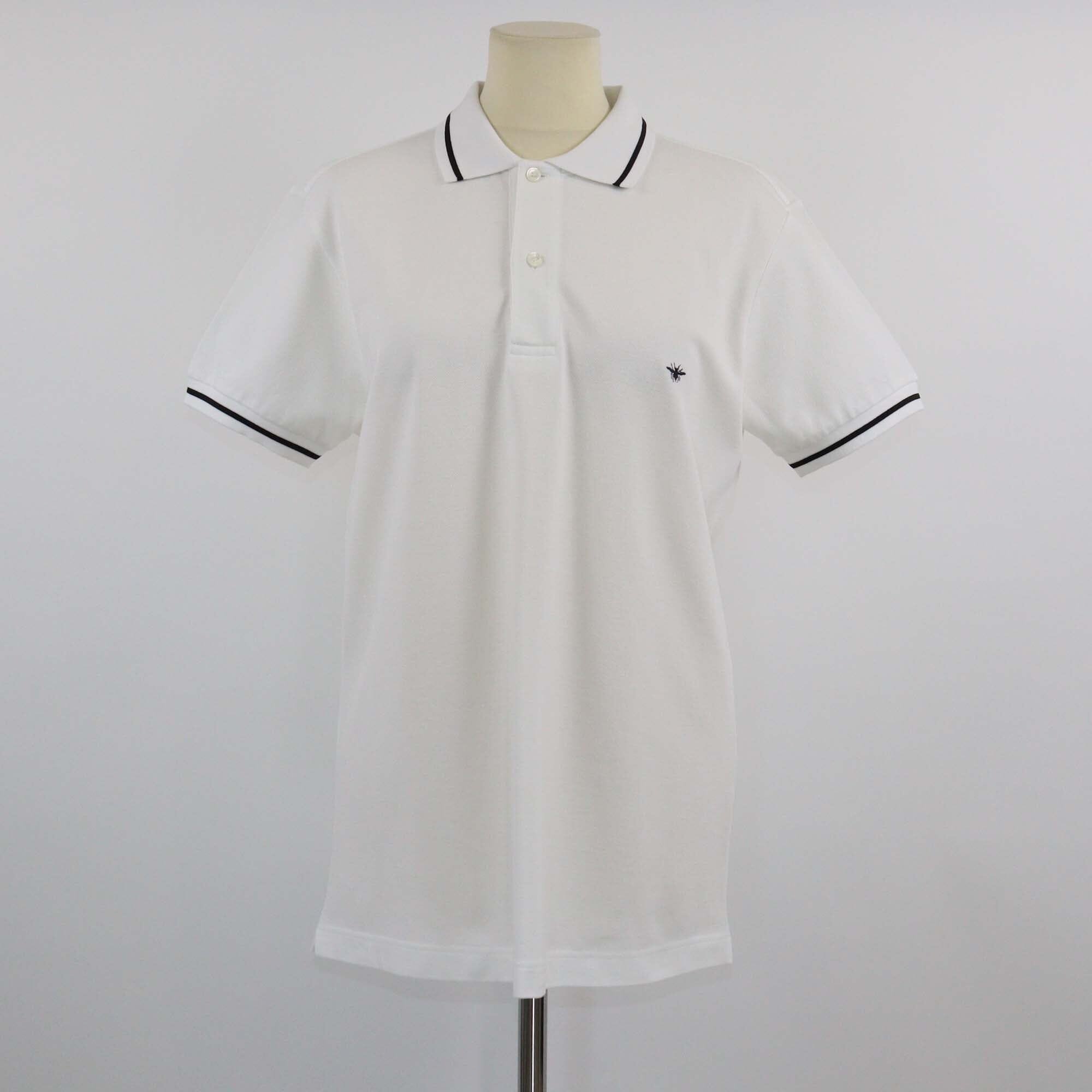 Christian Dior White Bee Embroidered Shortsleeve Polo Shirt Mens Christian Dior 