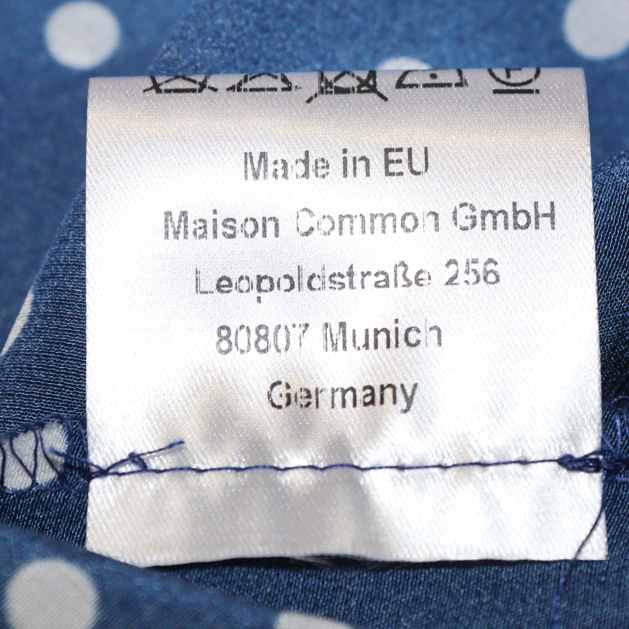 Maison Common White/Blue Silk Polka Dot By The Sea Neck Tie Blouse