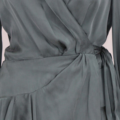 Zimmermann Dark Green Silk Flared Mini Wrap Dress