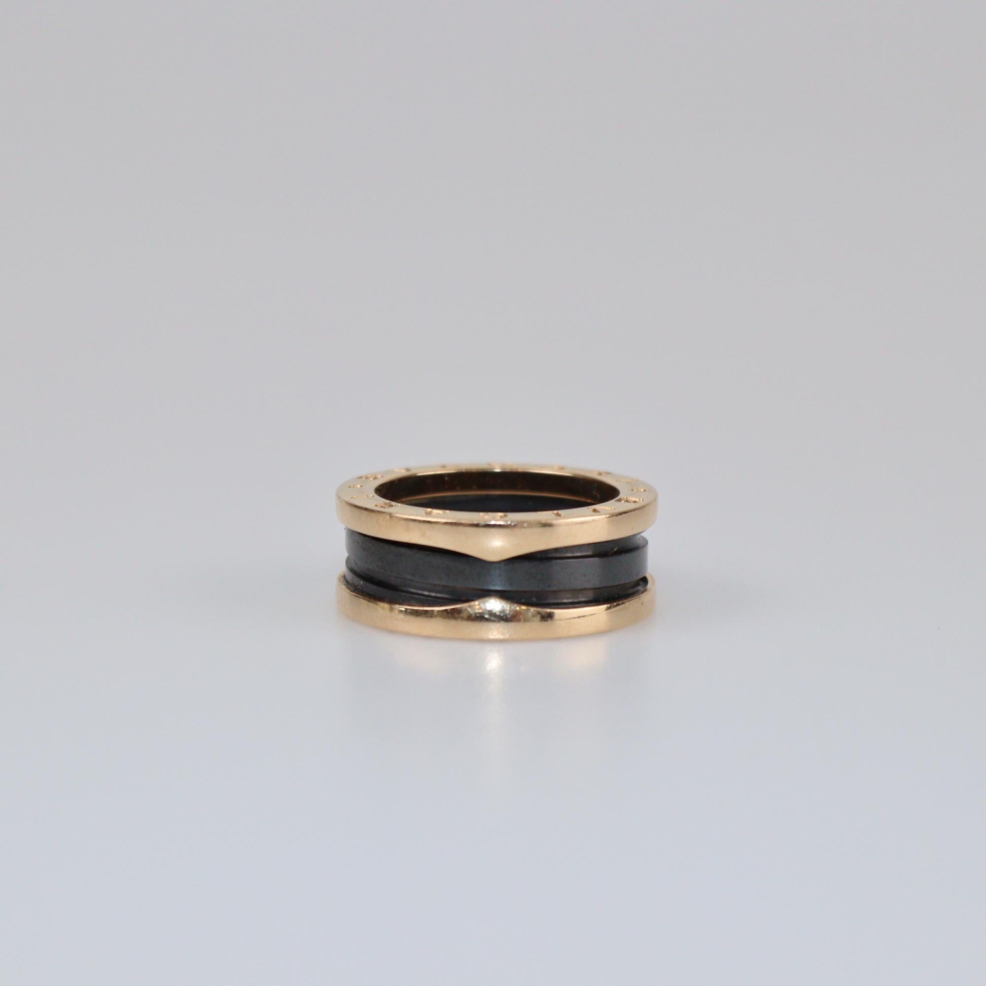 Bvlgari B.zero1 Ceramic 18k Rose Gold Ring 52 Womens Bvlgari 