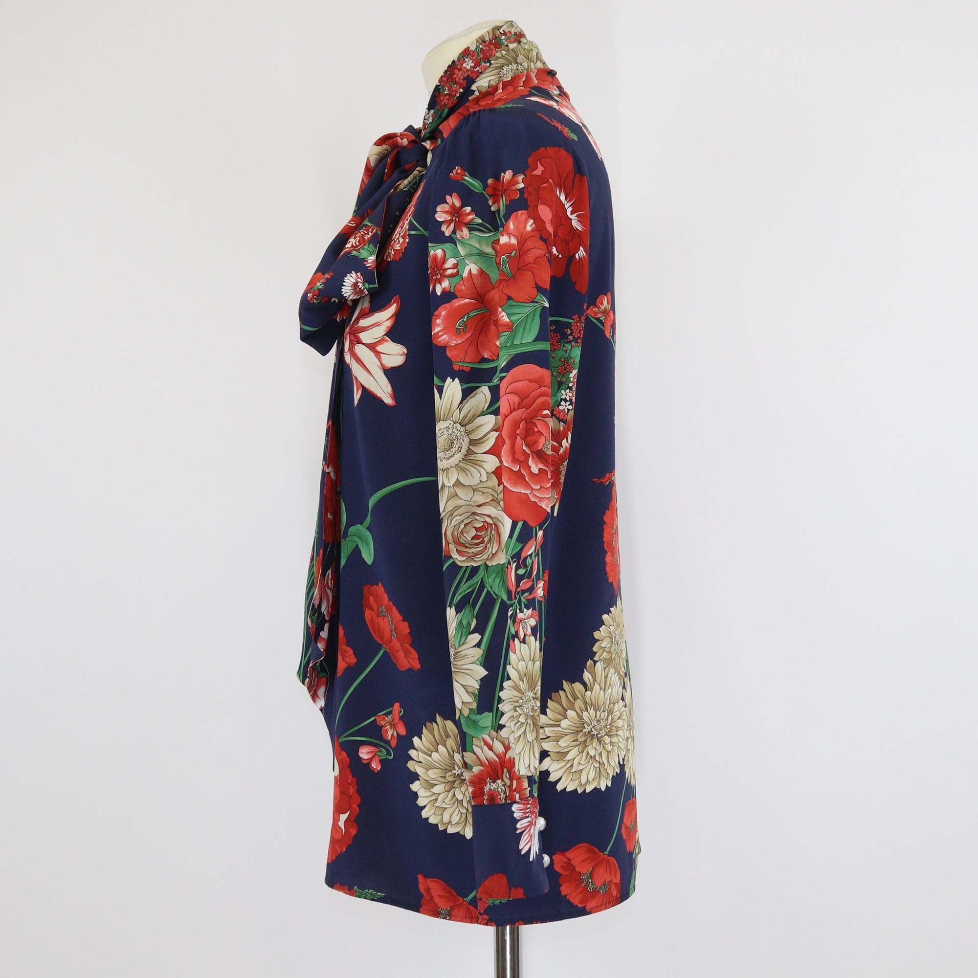 Gucci Blue/Red Spring Bouquet Print Long Sleeve Shirt