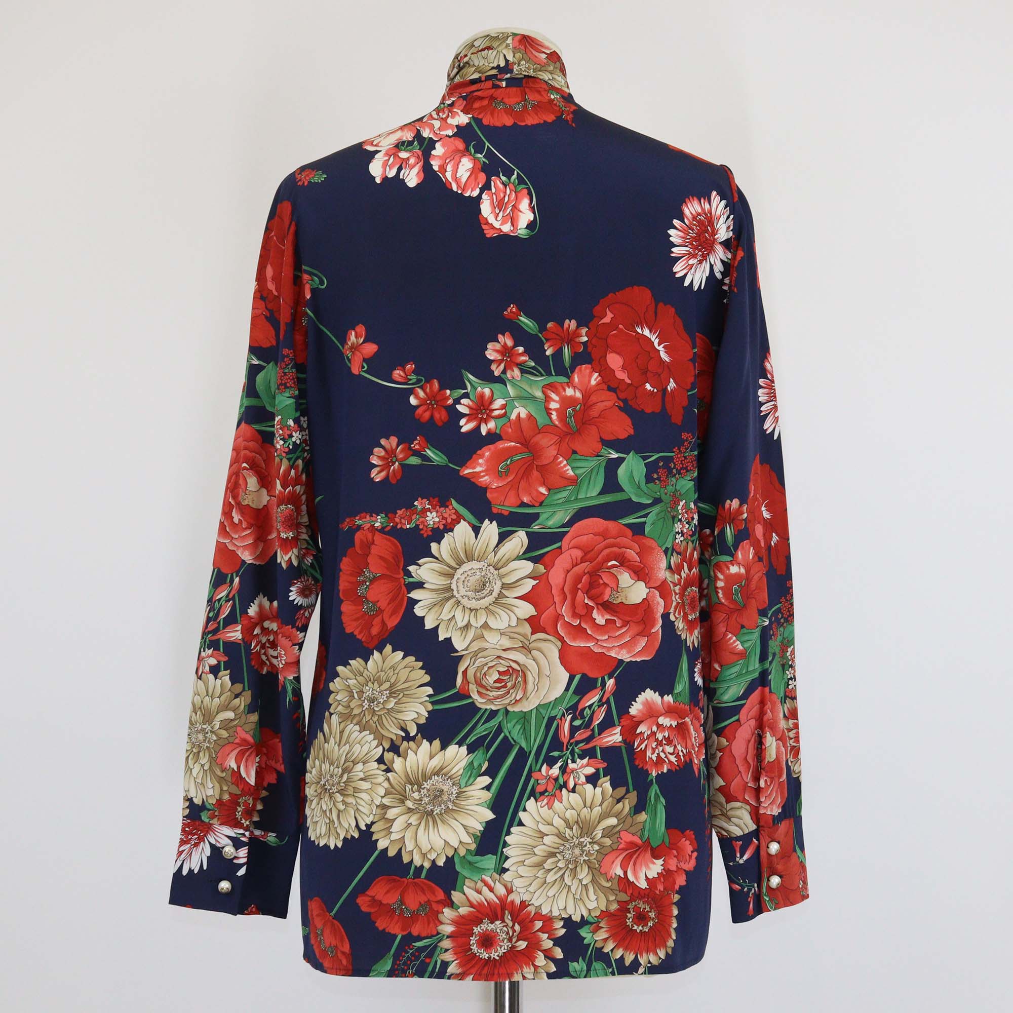 Gucci Blue/Red Spring Bouquet Print Long Sleeve Shirt