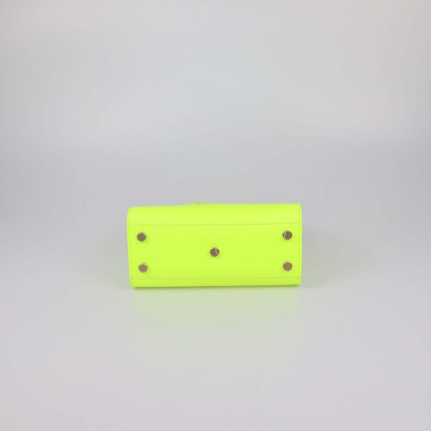 Saint Laurent Neon Green Leather Nano Classic Sac De Jour Tote