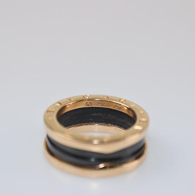 Bvlgari B.zero1 Ceramic 18k Rose Gold Ring 52 Womens Bvlgari 