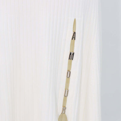 Maje Cream Blend Viscose Rib Knit Amour Sleeveless Midi Dress