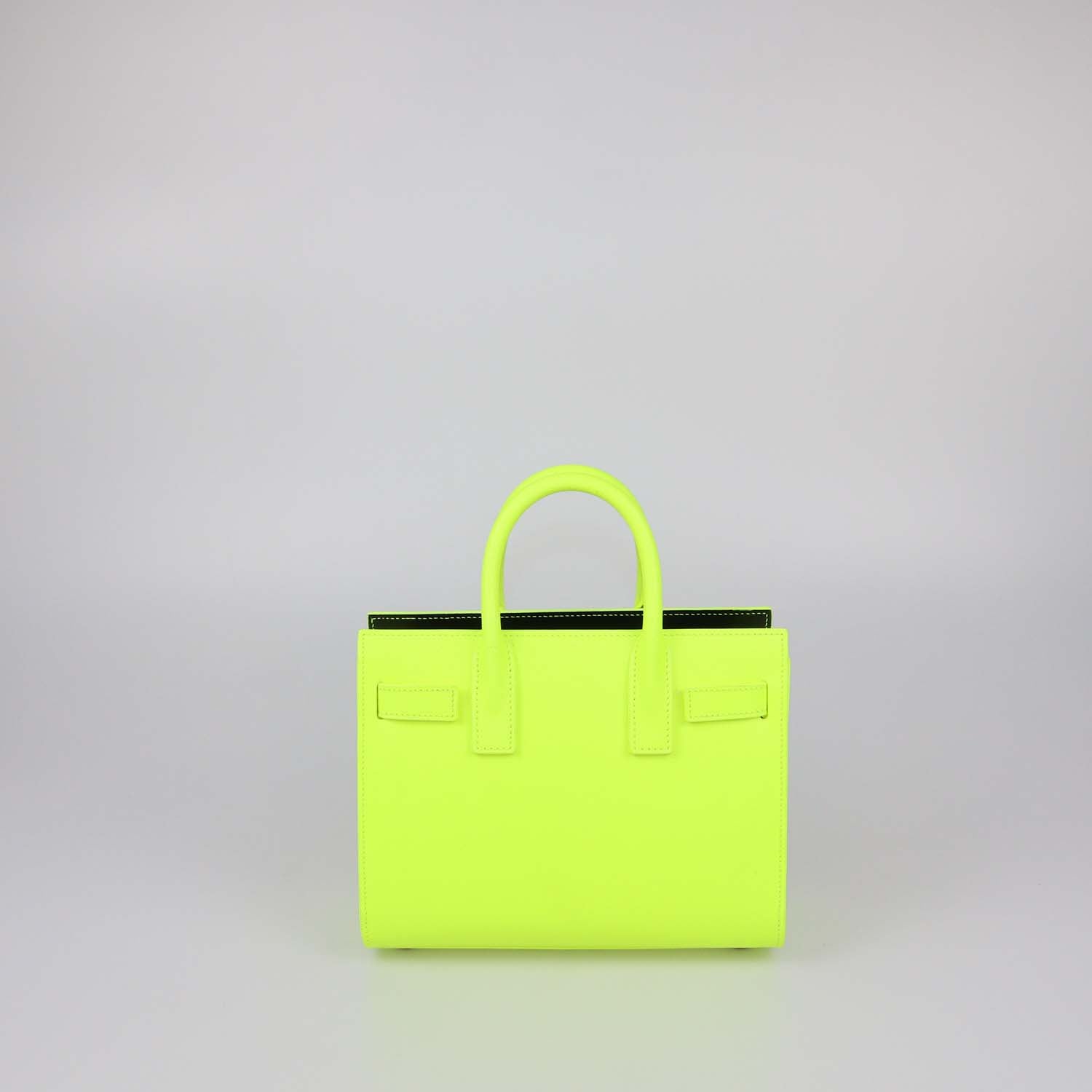 Saint Laurent Neon Green Leather Nano Classic Sac De Jour Tote