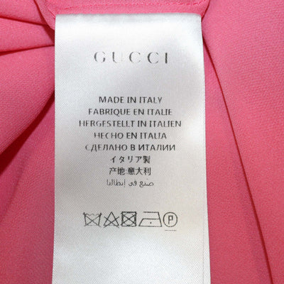 Gucci Pink Coral Silk Satin Long Sleeve Georgette Scarf Shirt