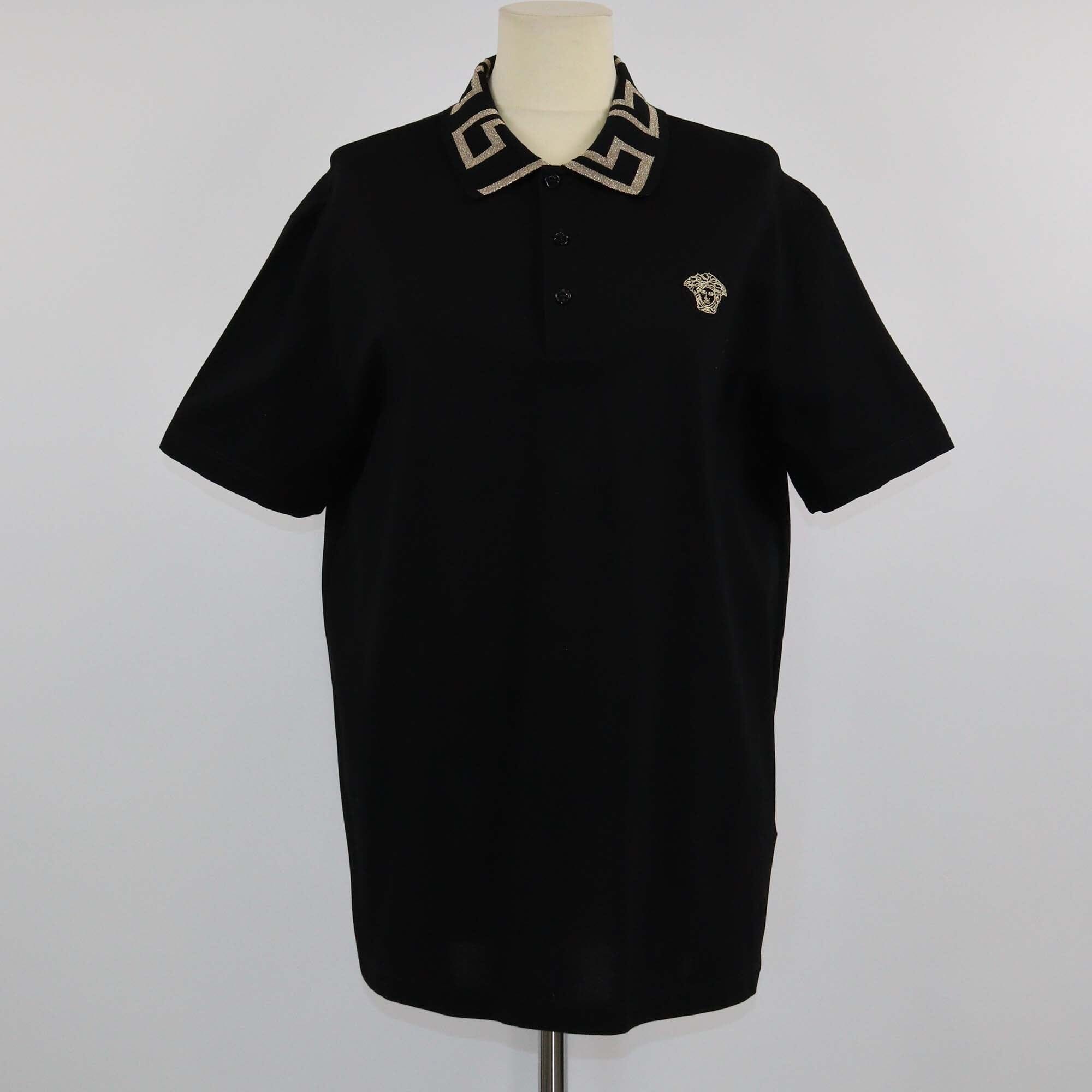 Versace Black Greca Collar Shorsleeve Polo Shirt Mens Versace 