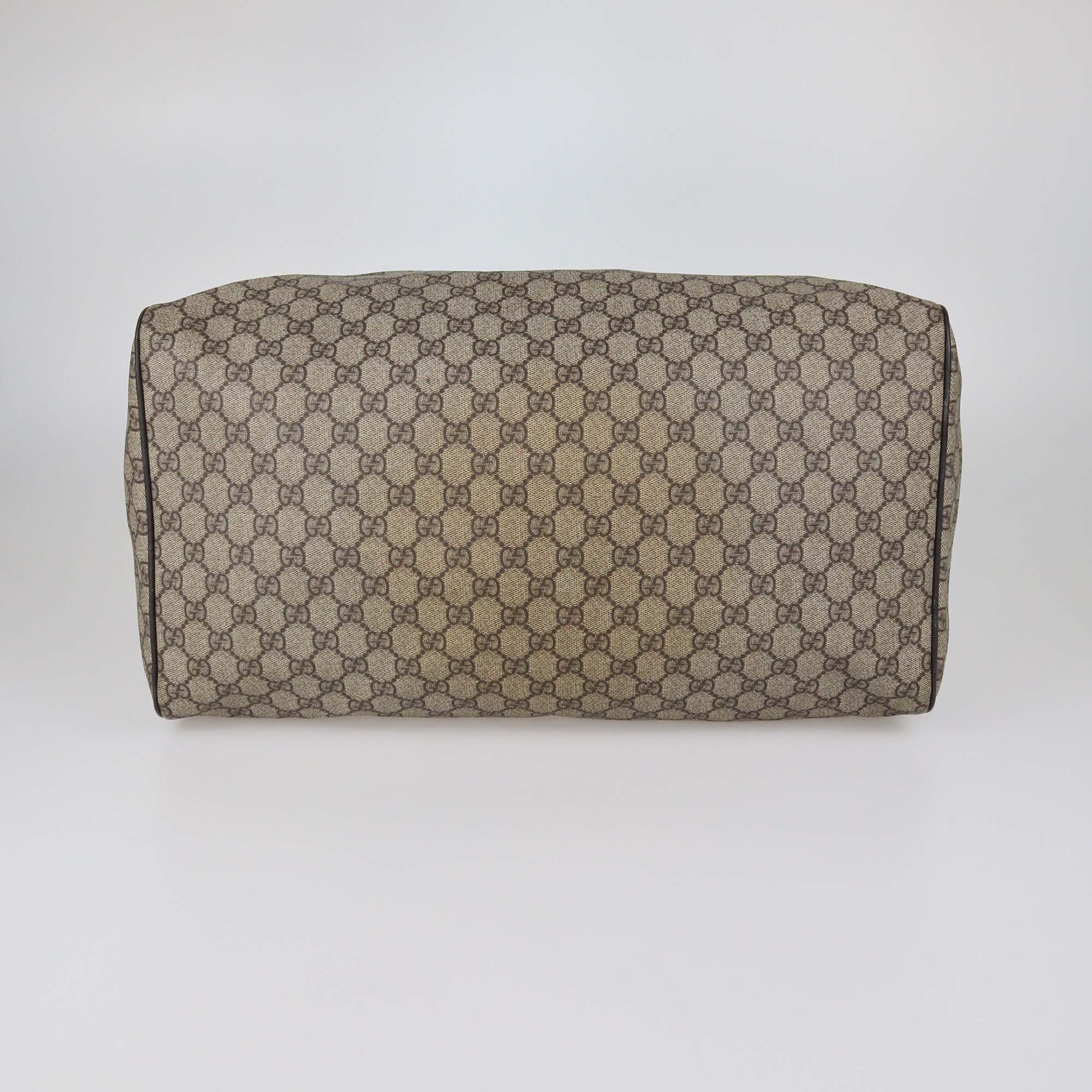 Gucci Dark Brown/Beige GG Supreme Canvas Duffle Bag