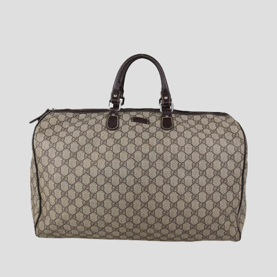 Gucci Dark Brown/Beige GG Supreme Canvas Duffle Bag