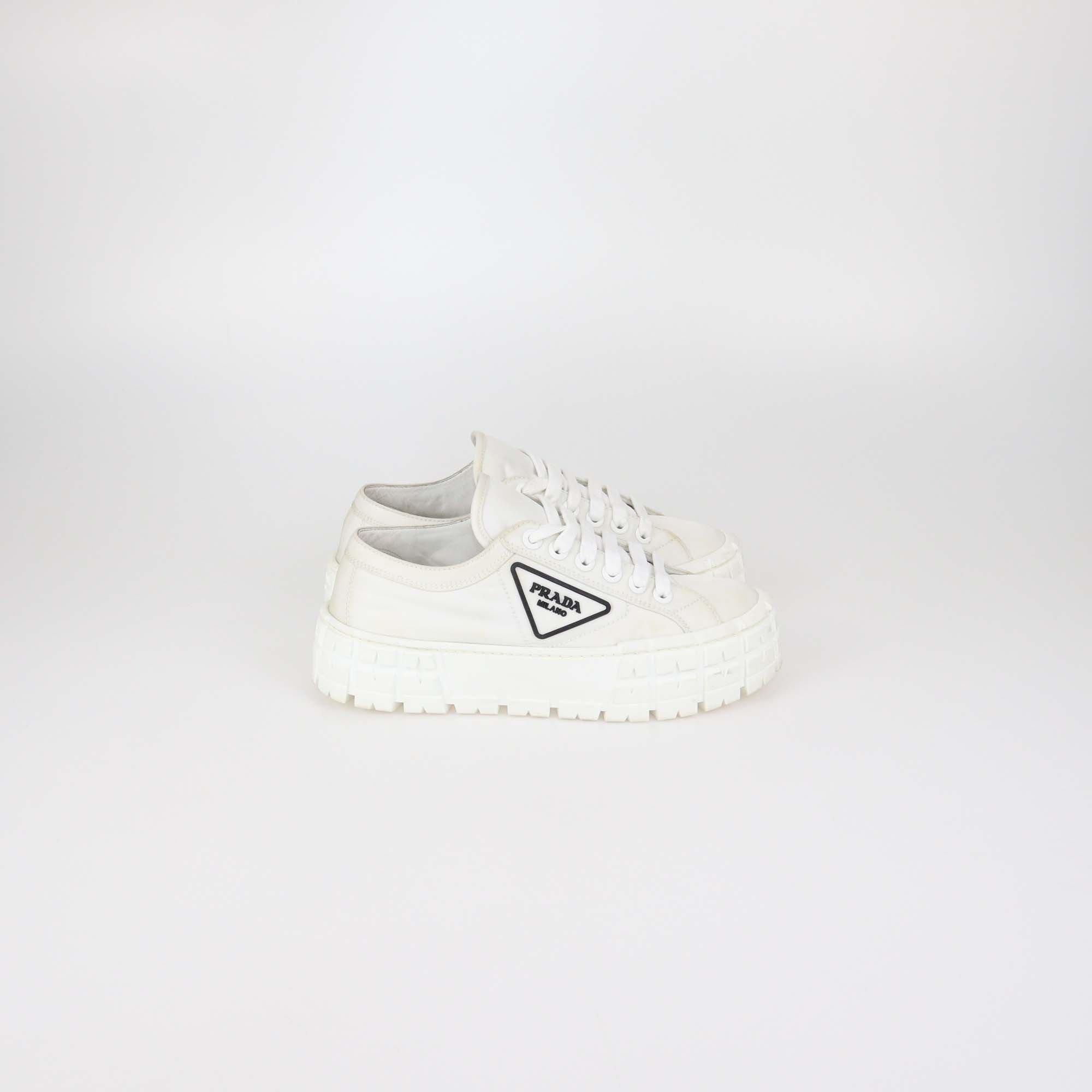 Prada White Re-Nylon Gabardine Platform Sneakers