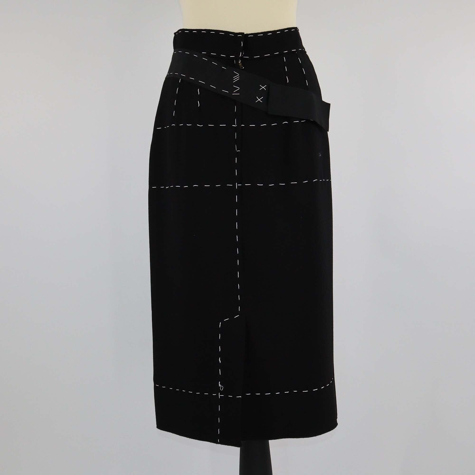 Dolce & Gabbana Black Wild Stitch Button Embellished Hem Skirt Womens Dolce & Gabbana 