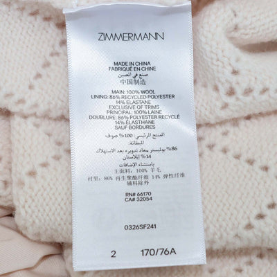 Zimmermann off White Wool Knit Pointelle Midi Skirt
