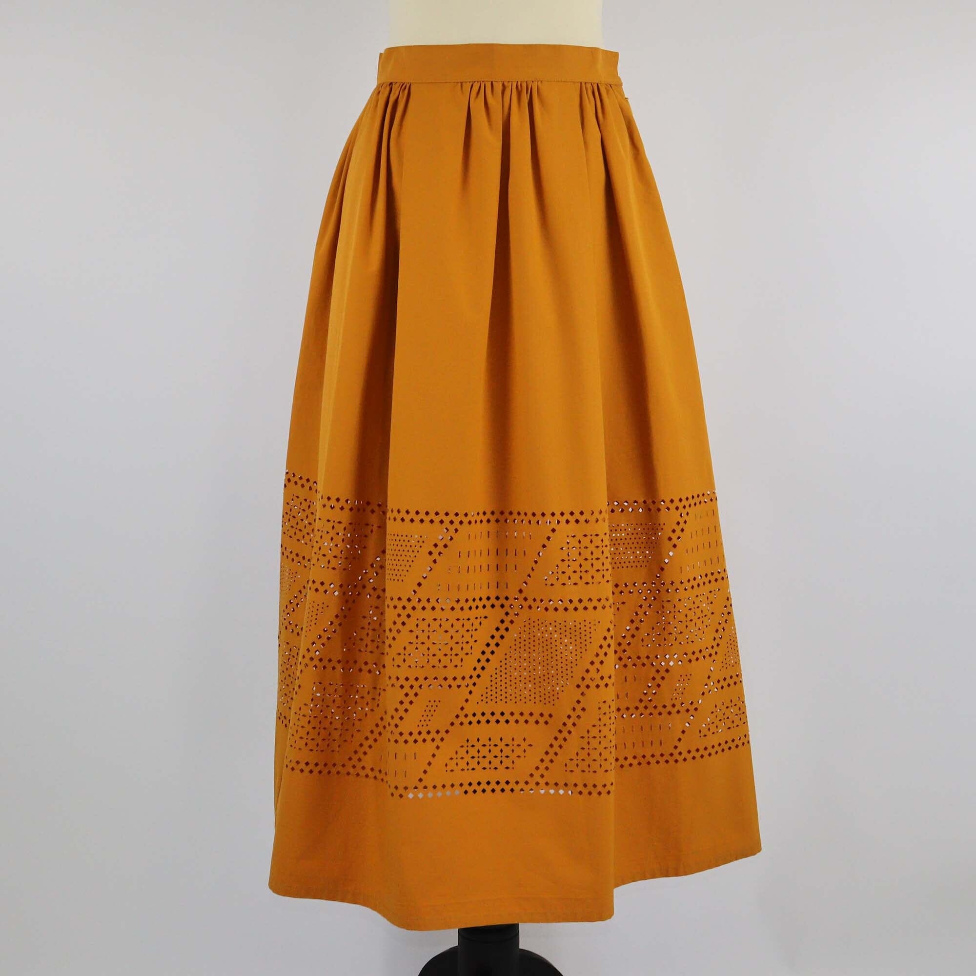 Fendi Brown Laser Cut Midi Skirt Womens Fendi 