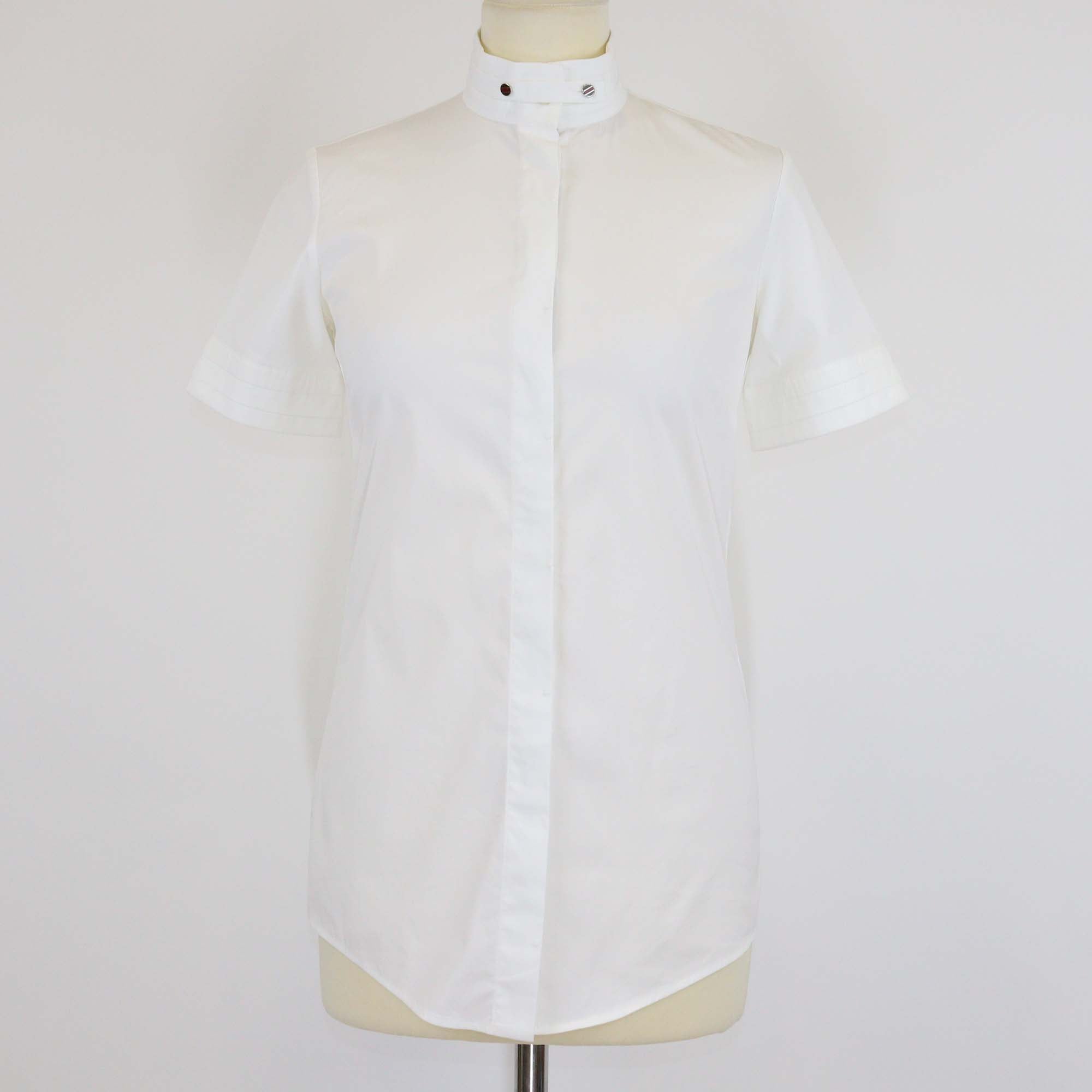 Gucci Equestrian White Blend Cotton Stand Collar Short Sleeve Button Shirt