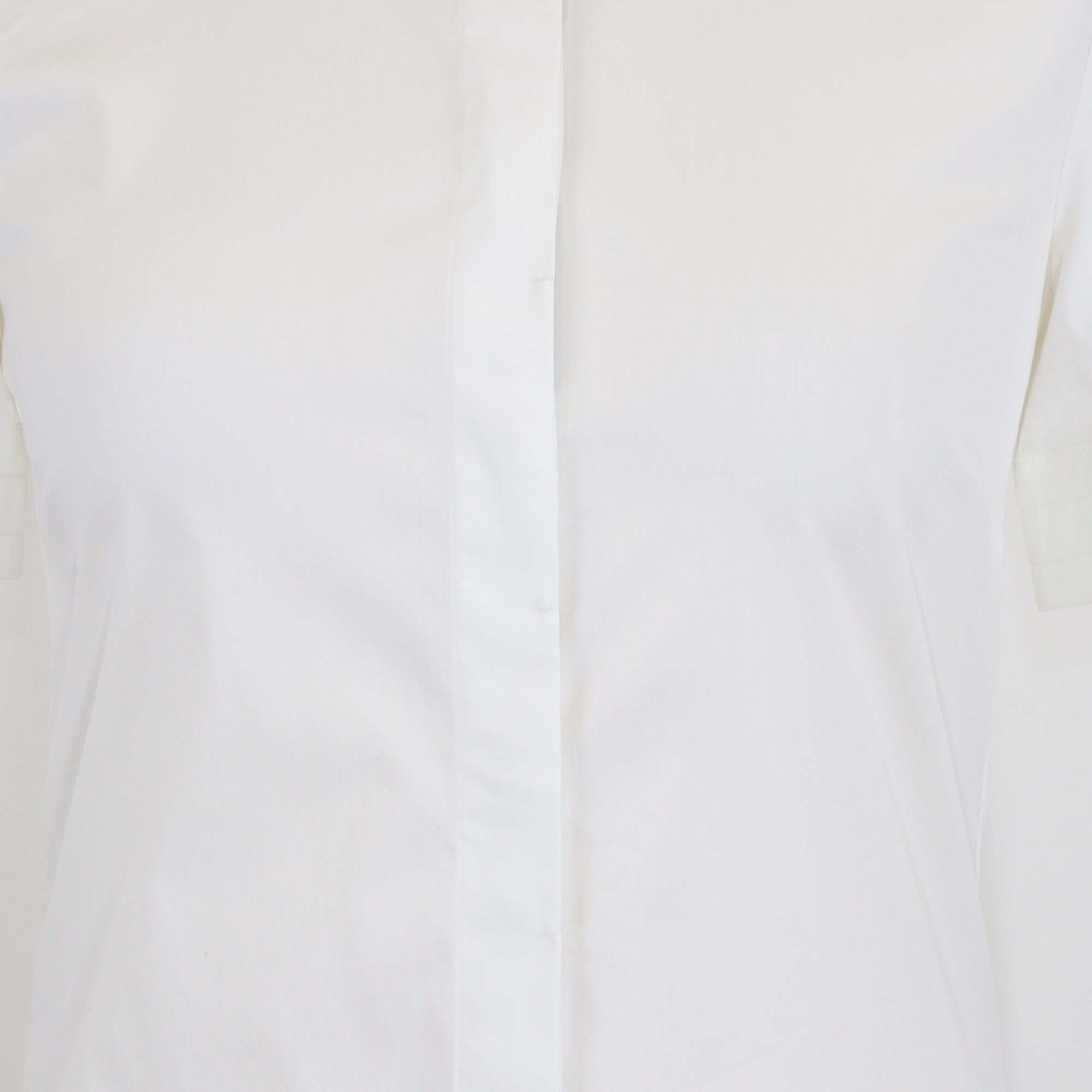 Gucci Equestrian White Blend Cotton Stand Collar Short Sleeve Button Shirt