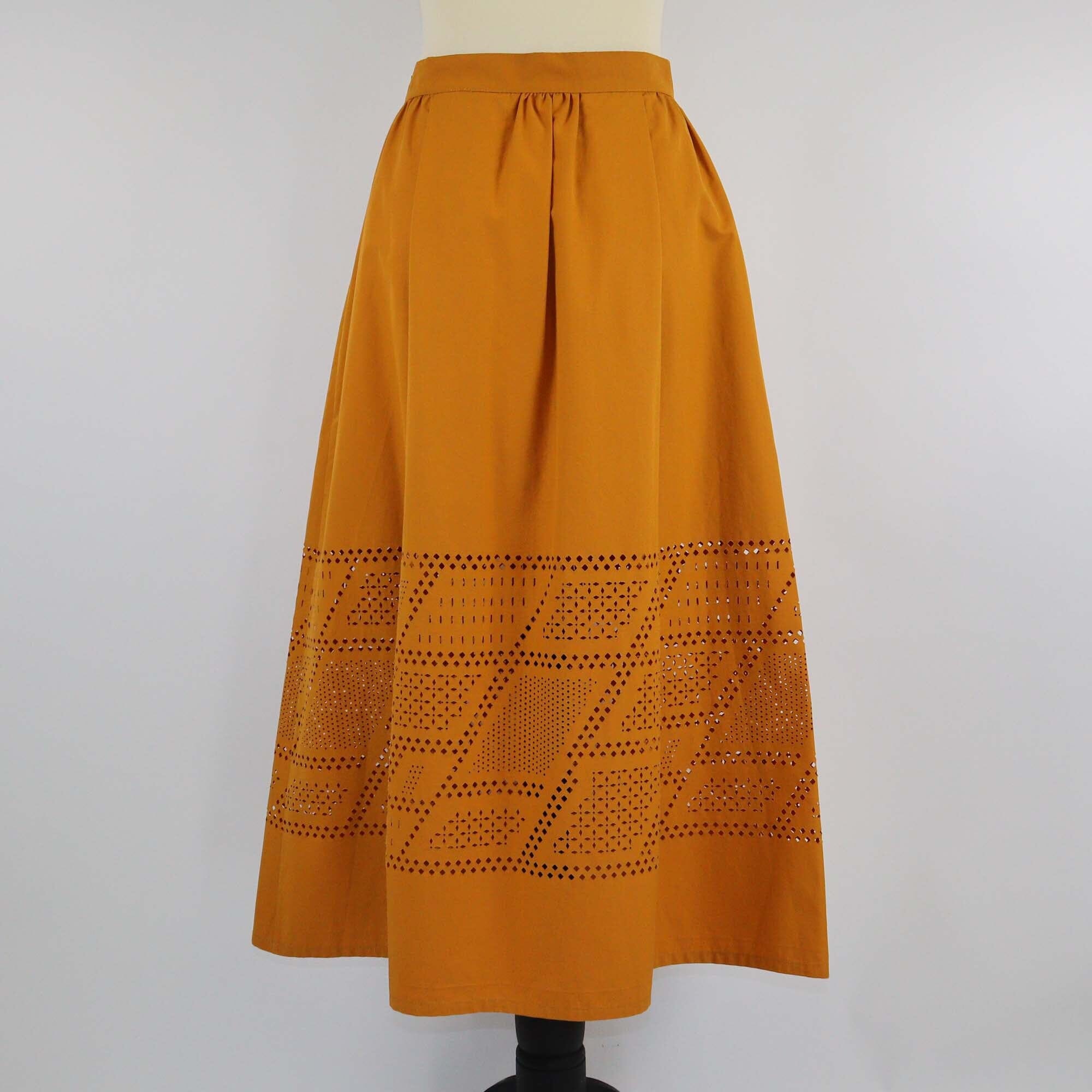 Fendi Brown Laser Cut Midi Skirt Womens Fendi 