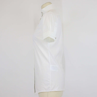 Gucci Equestrian White Blend Cotton Stand Collar Short Sleeve Button Shirt