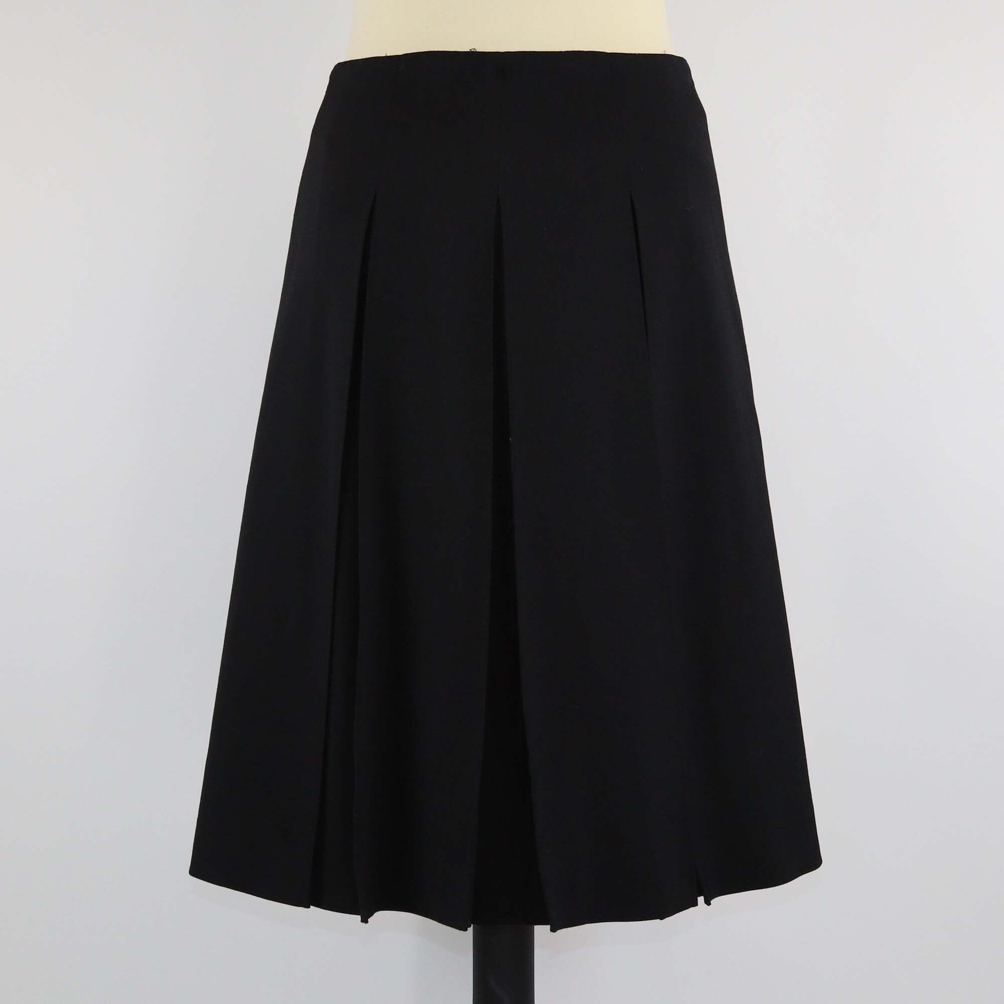 Emporio Armani Black Pleated Knee Length Skirt Womens Emporio Armani 