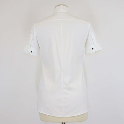 Gucci Equestrian White Blend Cotton Stand Collar Short Sleeve Button Shirt