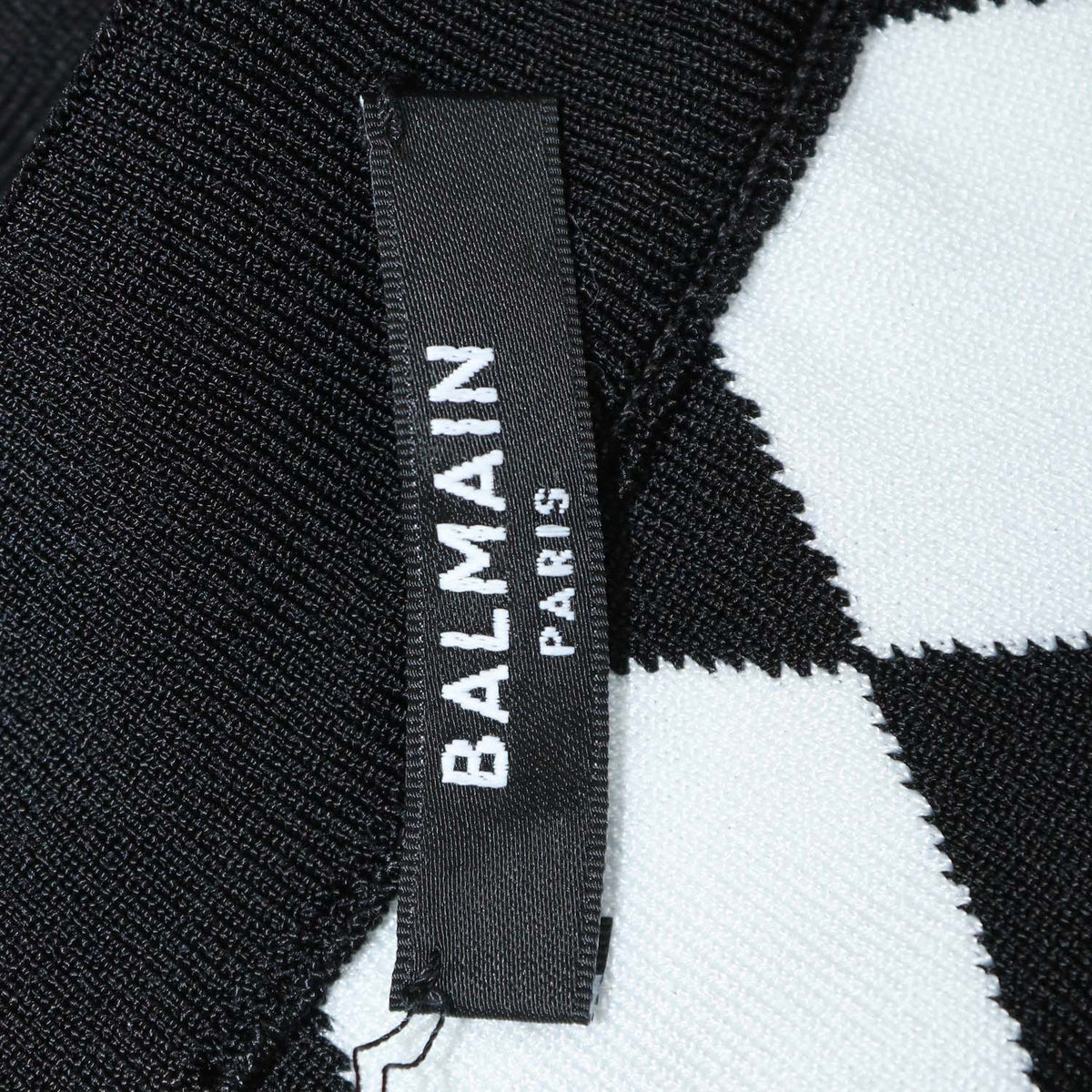Balmain Black, White Blend Viscose Diamond Pattern Knit Mini Skirt