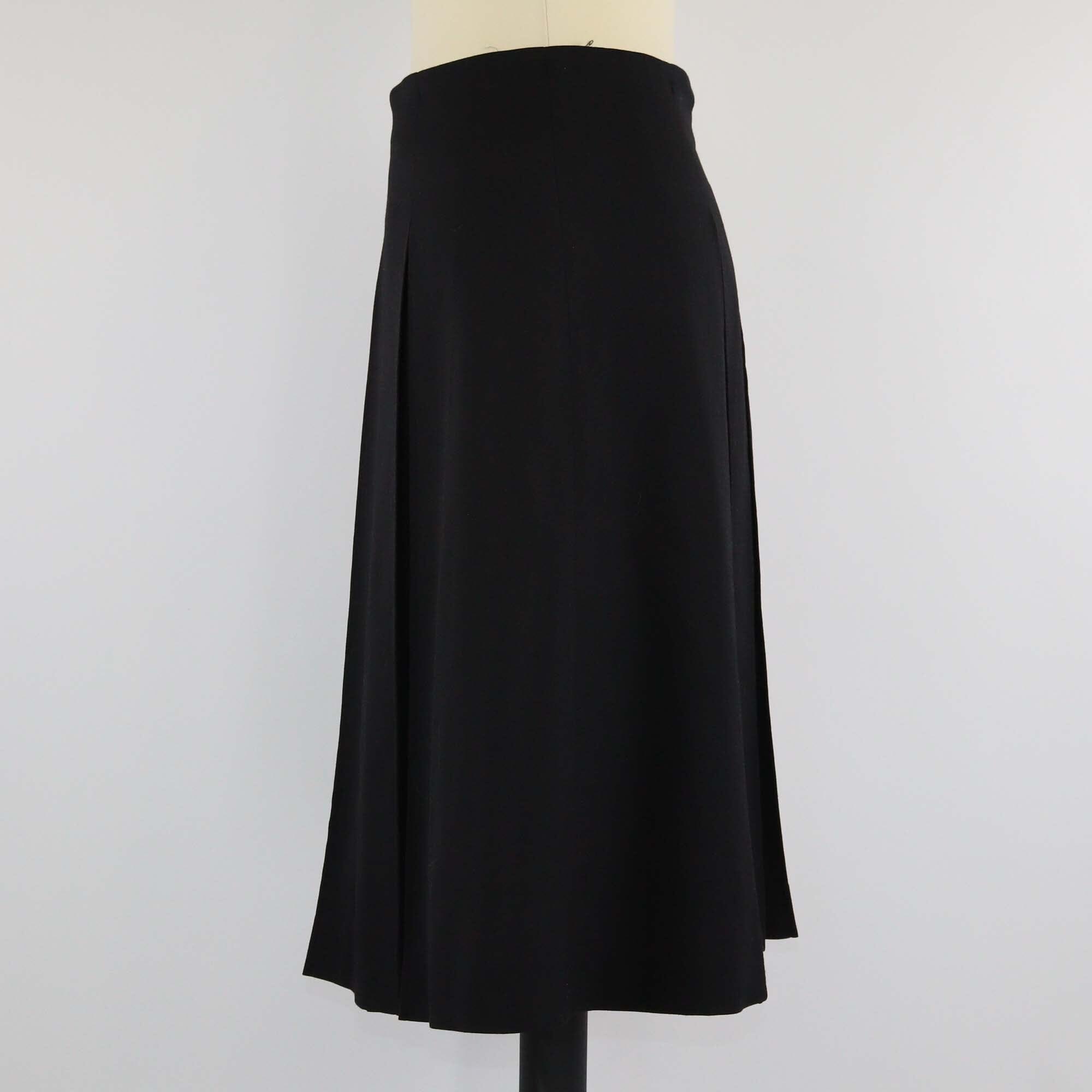 Emporio Armani Black Pleated Knee Length Skirt Womens Emporio Armani 