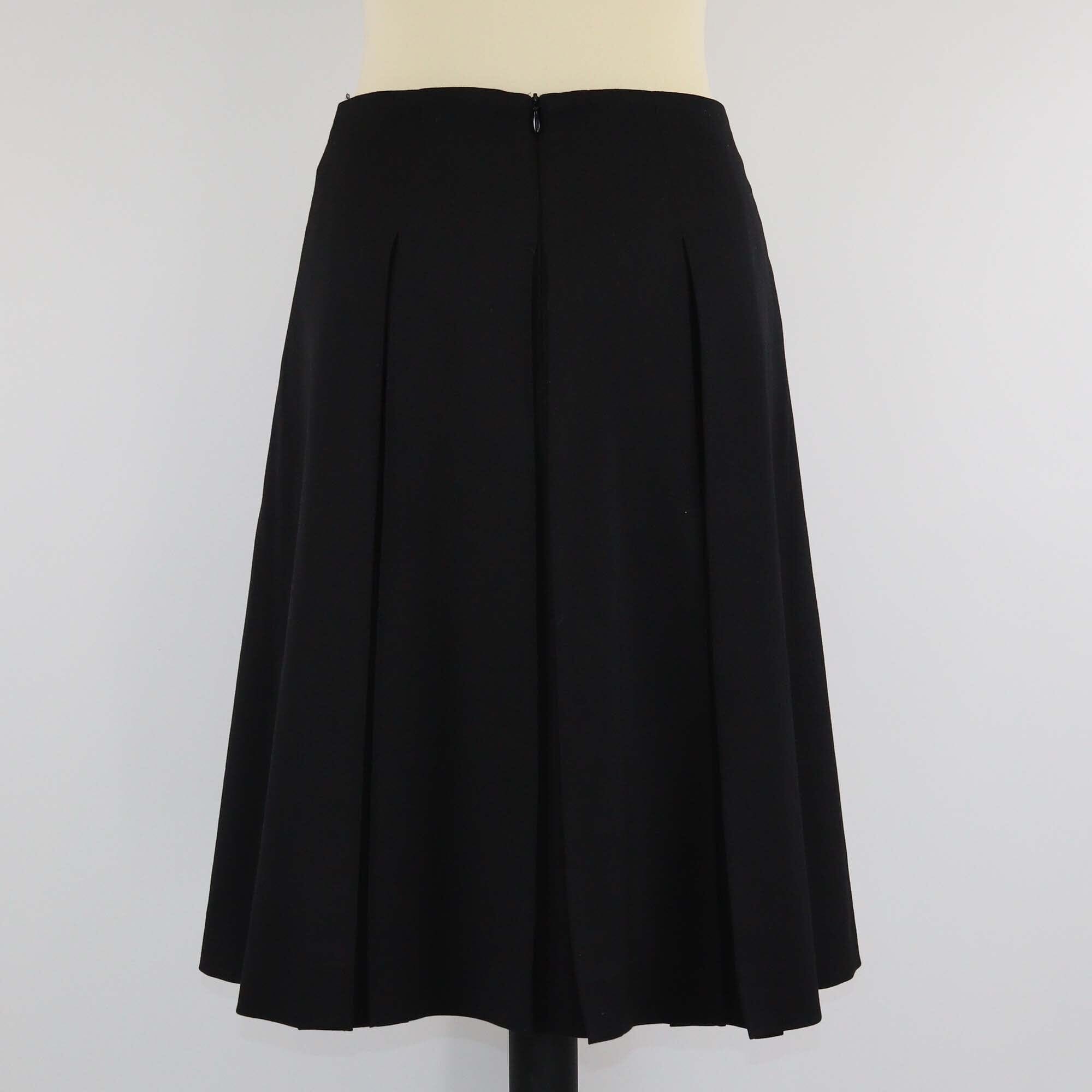 Emporio Armani Black Pleated Knee Length Skirt Womens Emporio Armani 