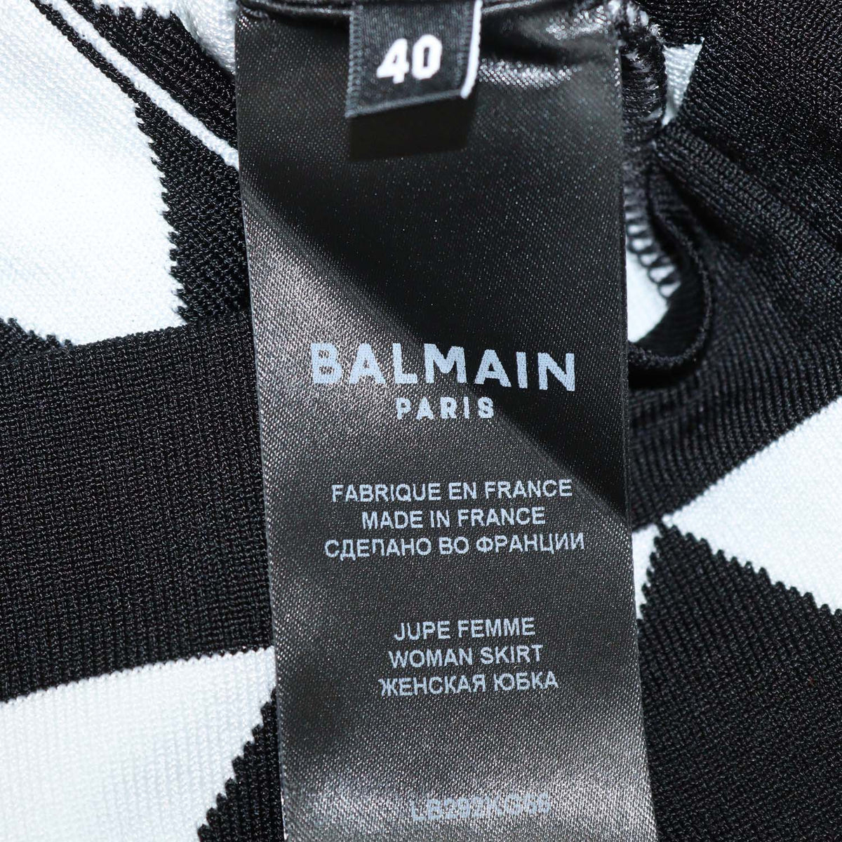 Balmain Black, White Blend Viscose Diamond Pattern Knit Mini Skirt