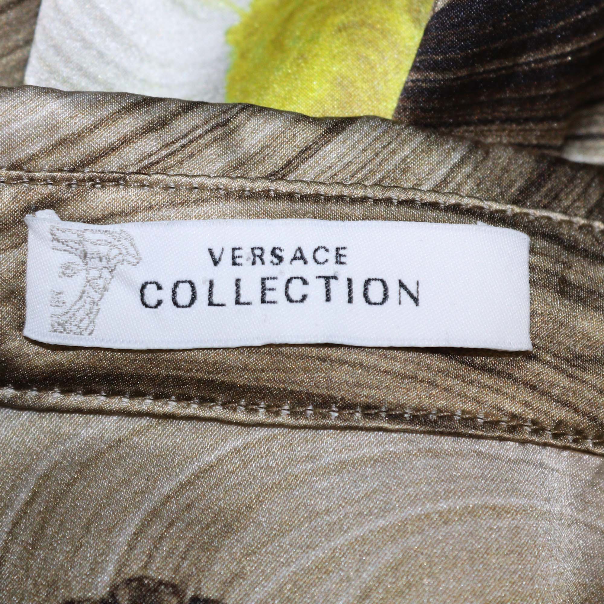 Versace Collection Multicolor Silk Printed Long Sleeve Shirt