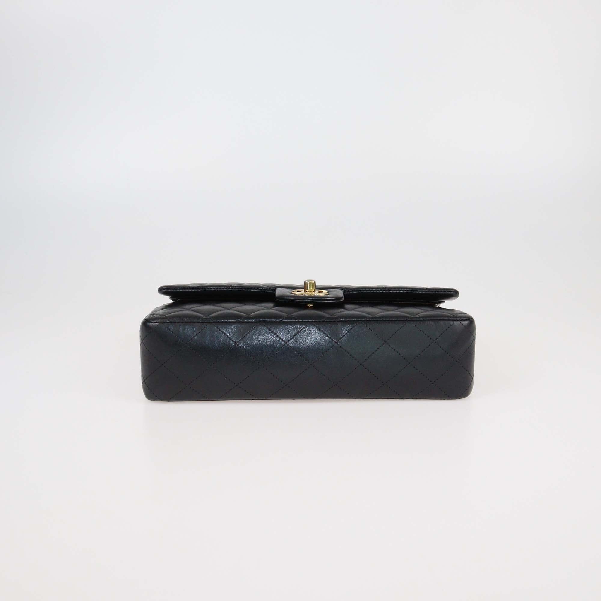 Chanel Black Quilted Leather Medium Classic Double Flap Bag Womens Chanel 