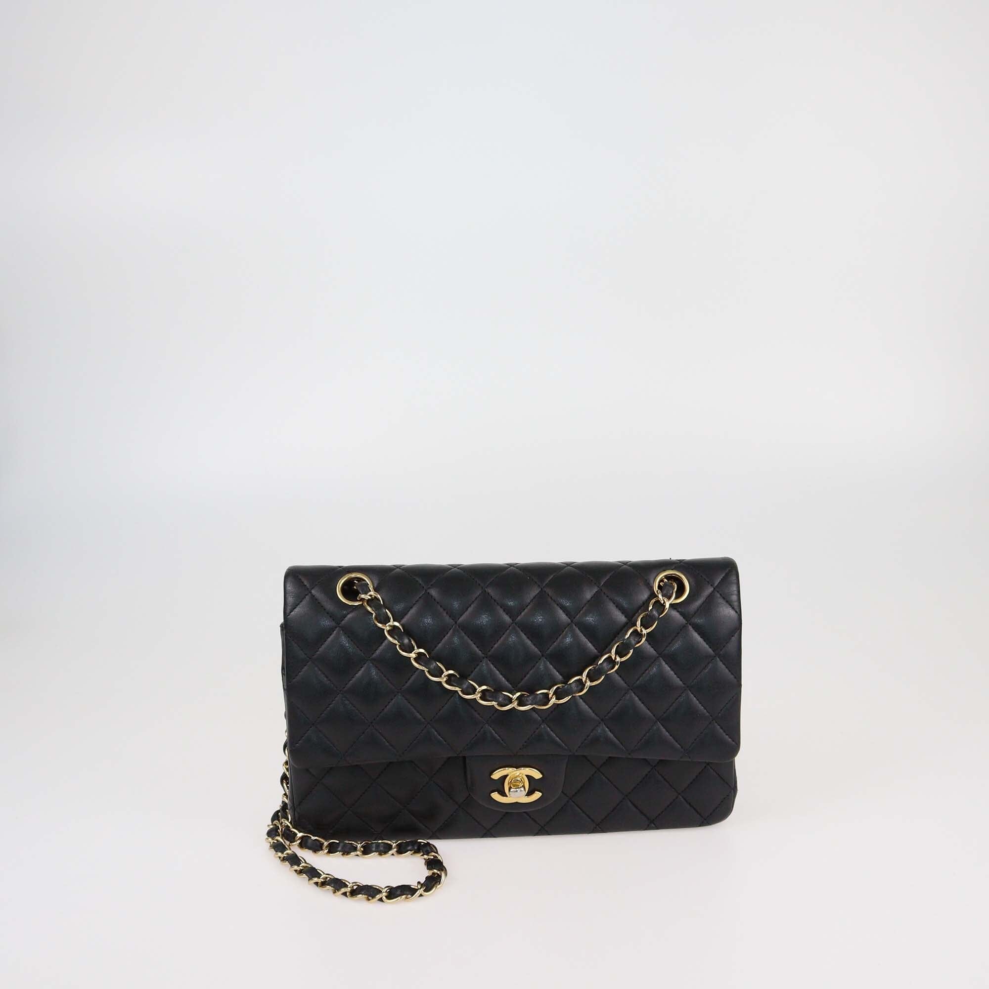 Chanel Black Quilted Leather Medium Classic Double Flap Bag Womens Chanel 