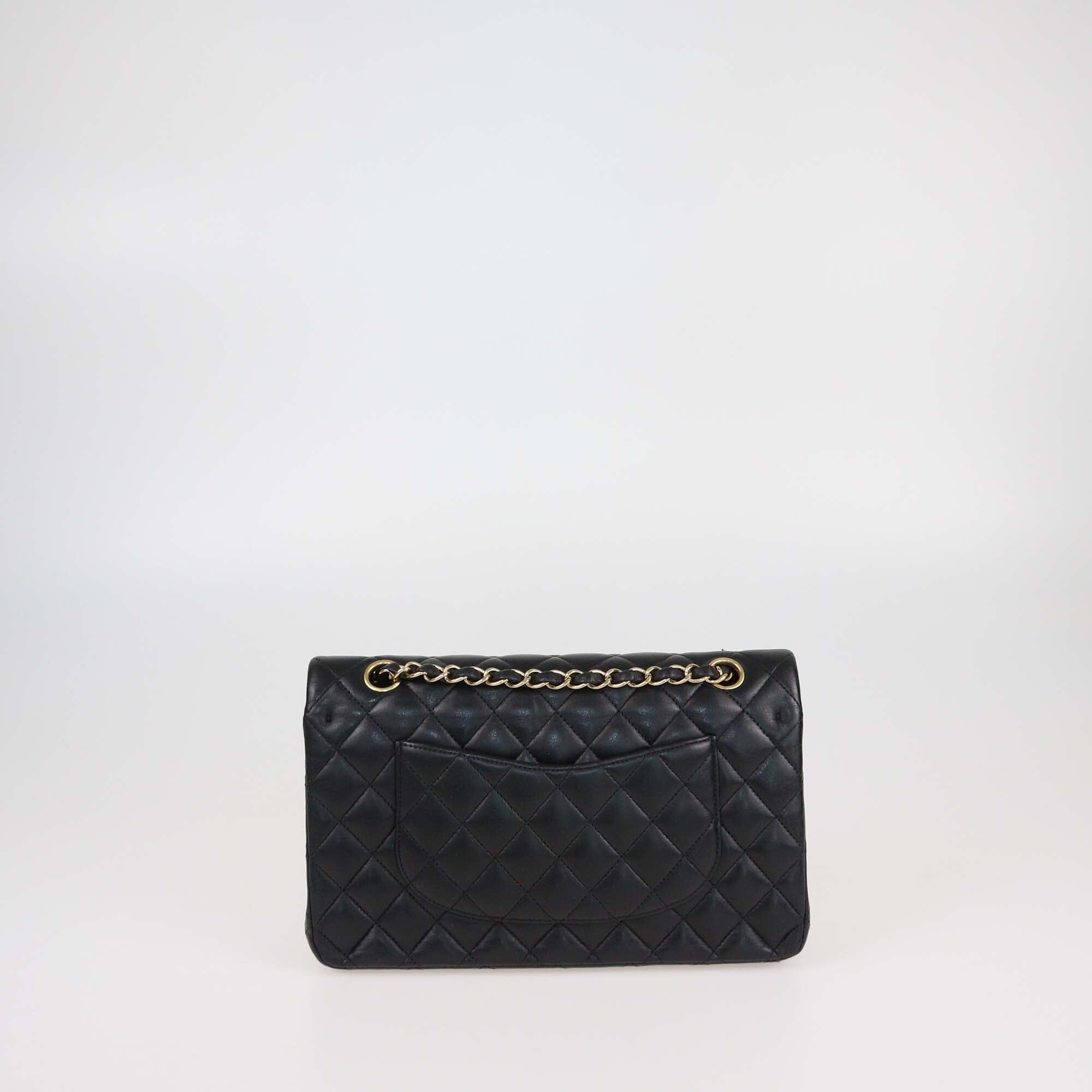 Chanel Black Quilted Leather Medium Classic Double Flap Bag Womens Chanel 
