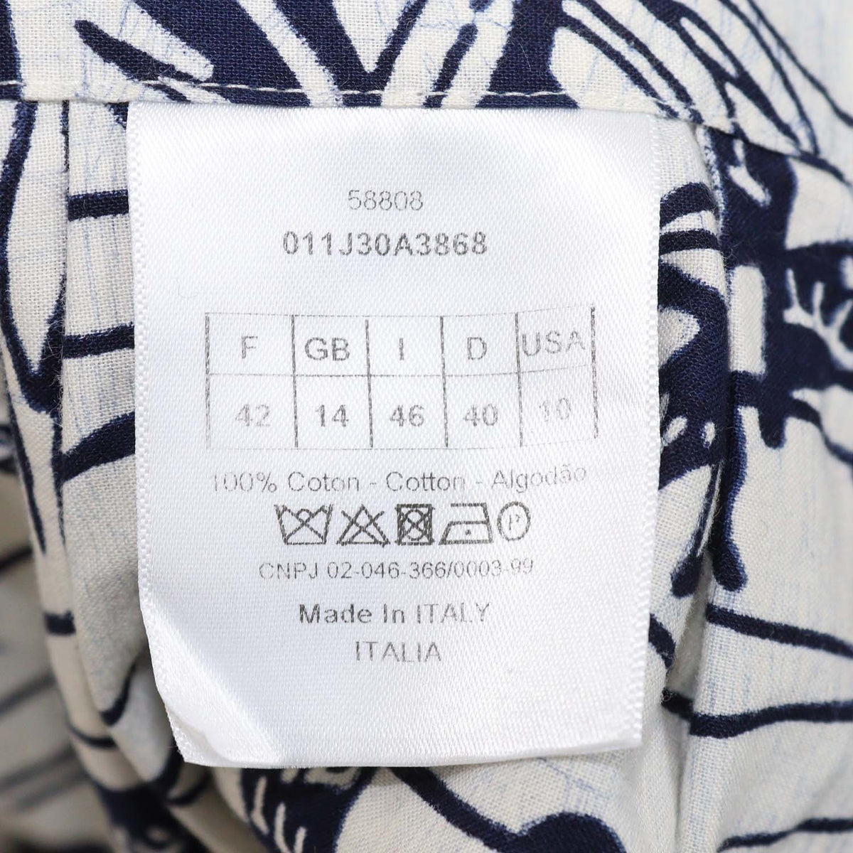Christian Dior Navy Blue, Off White Cotton Printed Midi Skirt