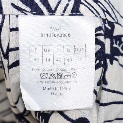 Christian Dior Navy Blue, Off White Cotton Printed Midi Skirt