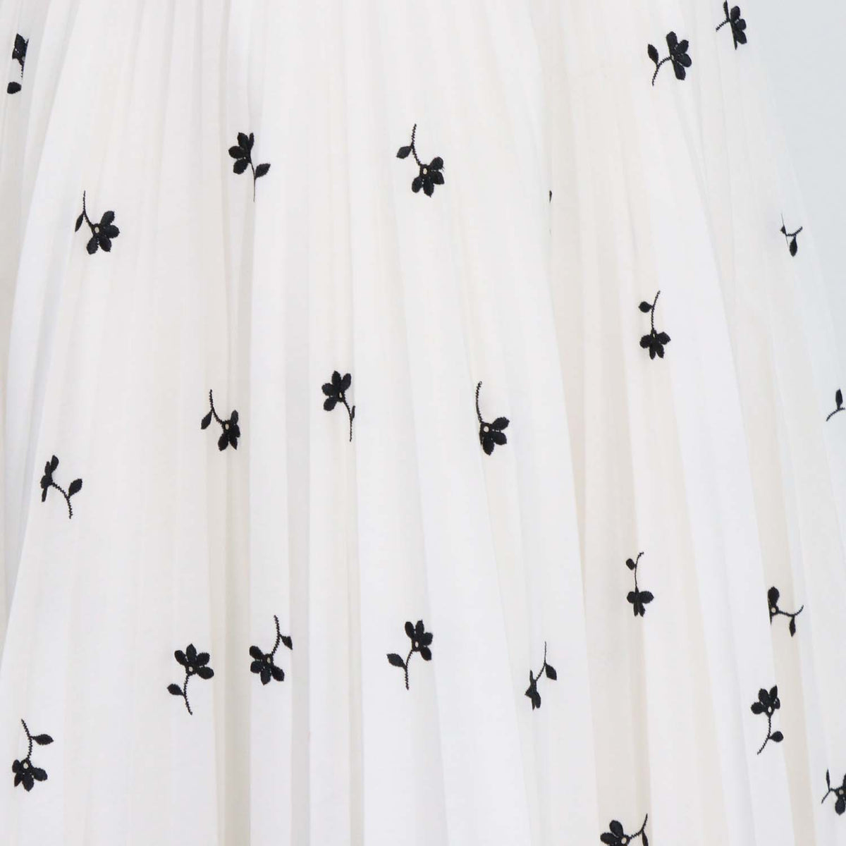 Erdem White Blend Polyester Floral Embroidered Pleated Nesrine Midi Skirt