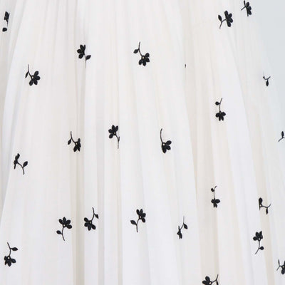Erdem White Blend Polyester Floral Embroidered Pleated Nesrine Midi Skirt
