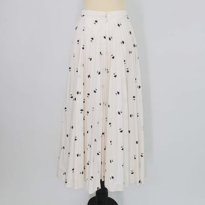 Erdem White Blend Polyester Floral Embroidered Pleated Nesrine Midi Skirt
