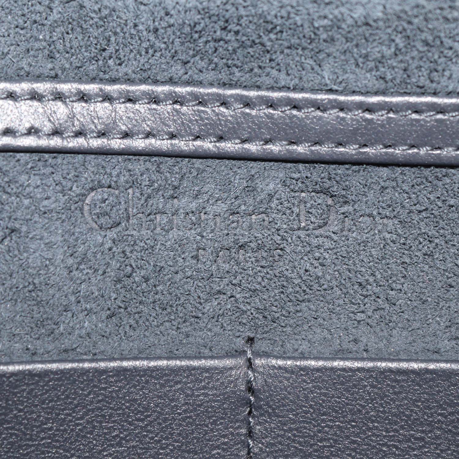 Christian Dior Metallic Grey Micro Cannage Patent Leather 2 in 1 30 Montaigne Pouch