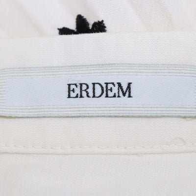 Erdem White Blend Polyester Floral Embroidered Pleated Nesrine Midi Skirt