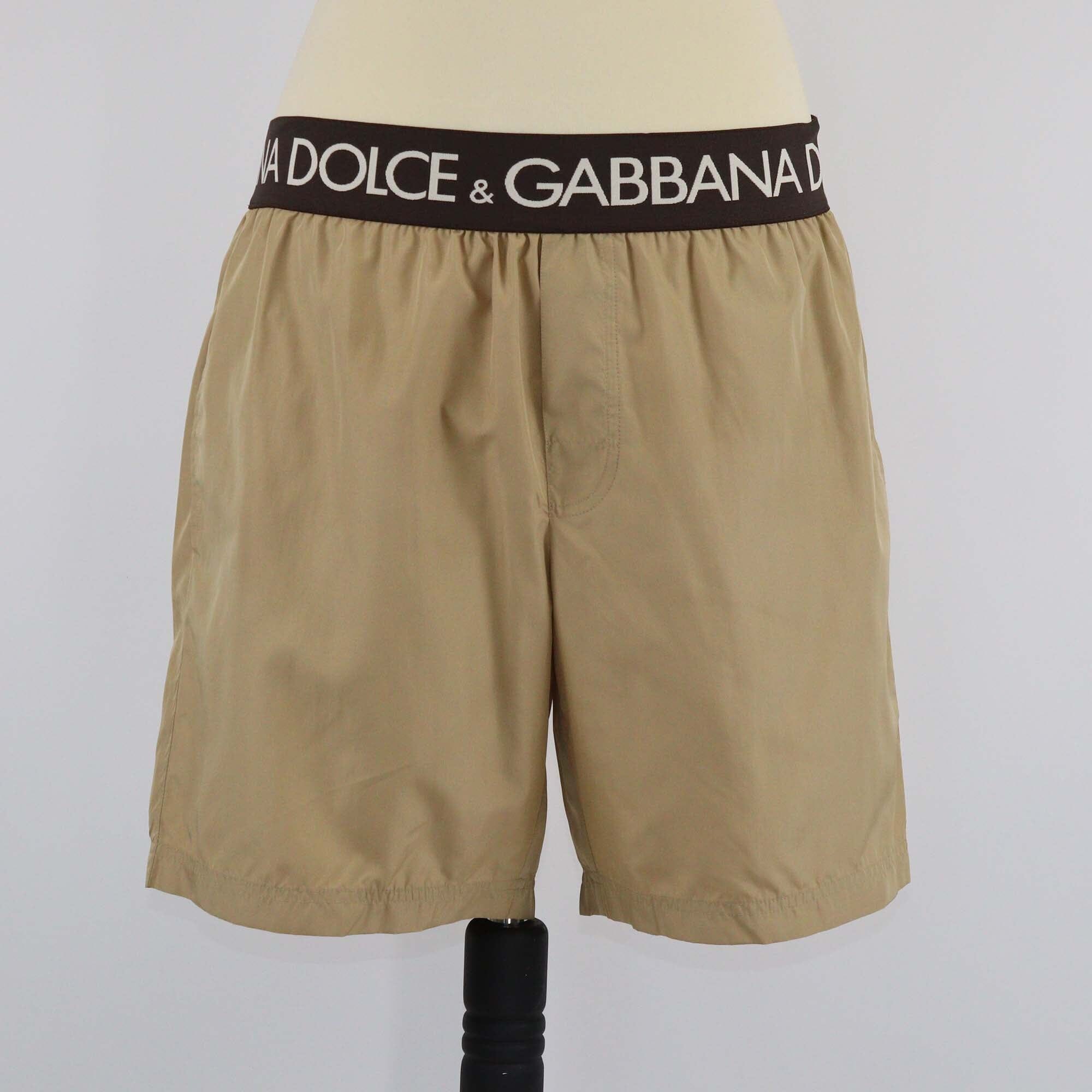 Dolce & Gabbana Brown Logo Waistband Swim Short Mens Dolce & Gabbana 