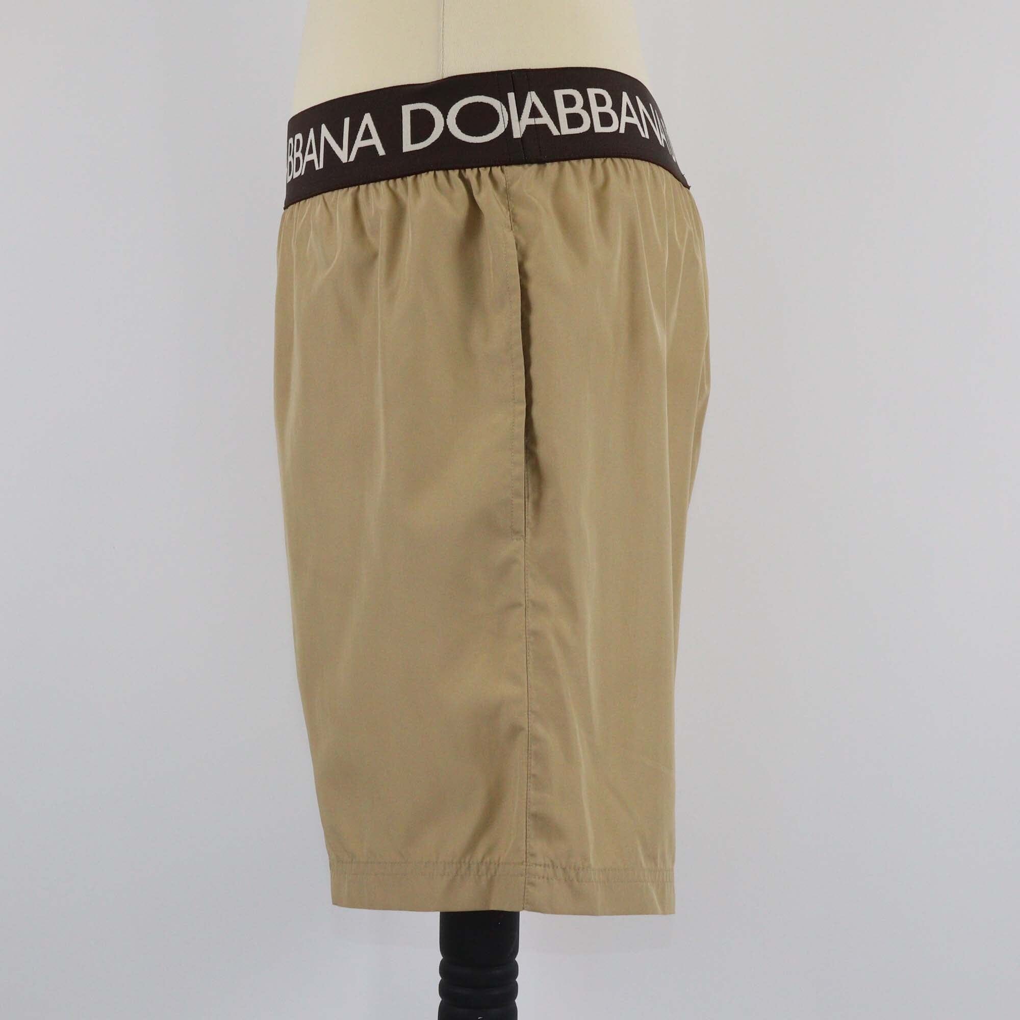 Dolce & Gabbana Brown Logo Waistband Swim Short Mens Dolce & Gabbana 