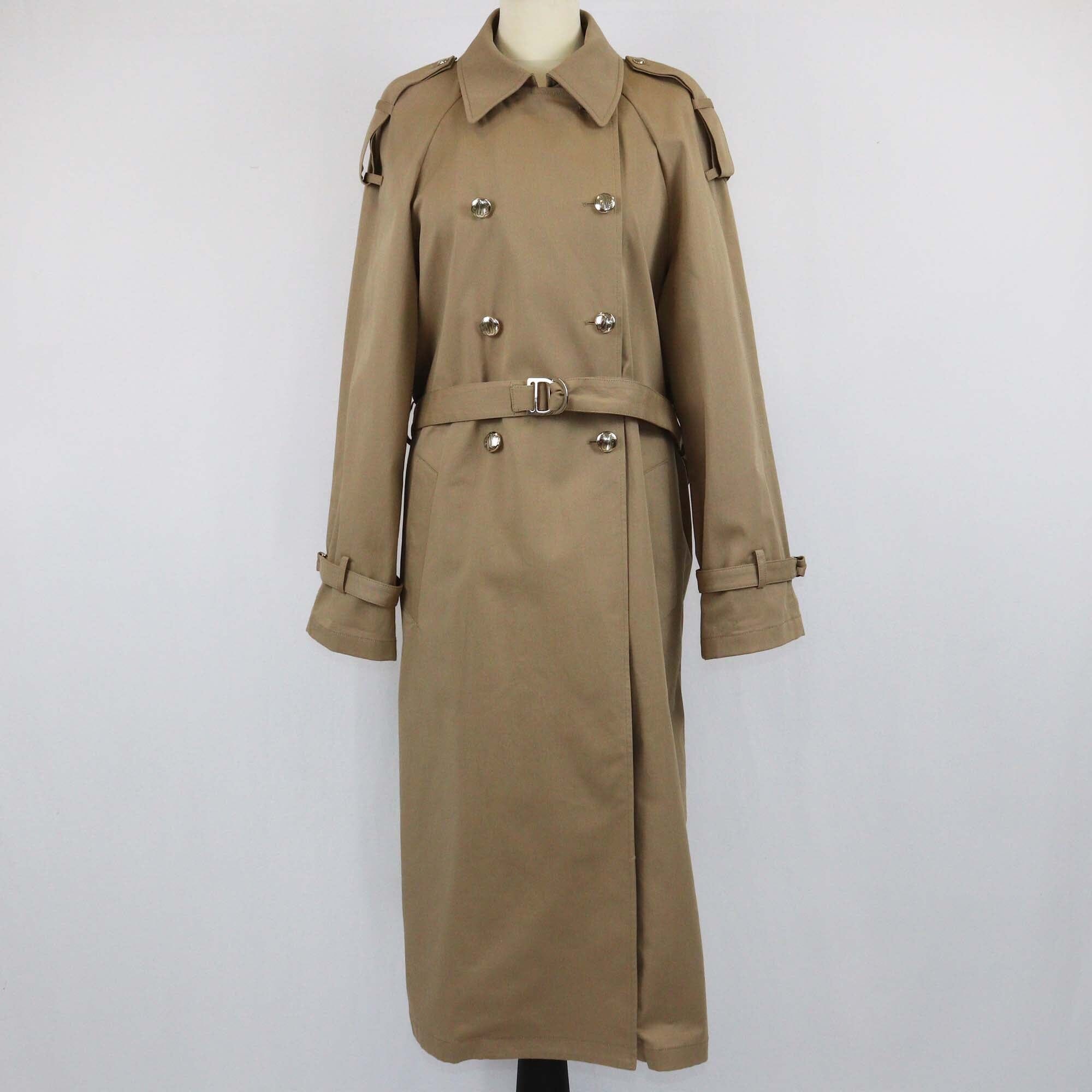 Maje Beige Fabric Belted Trench Coat Womens Maje 