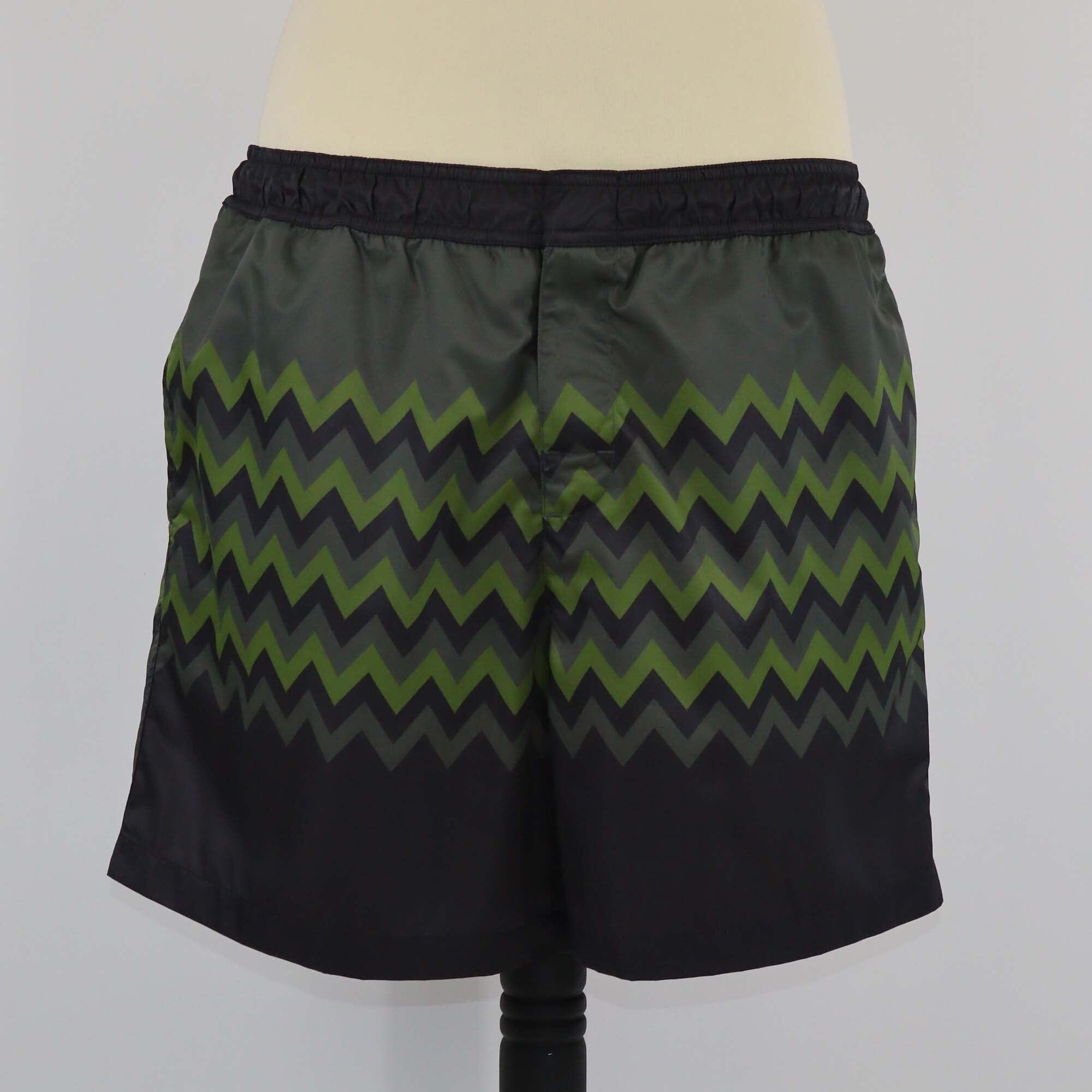 Missoni Green/Black Zigzag Print Swimming Trunks Mens Missoni 