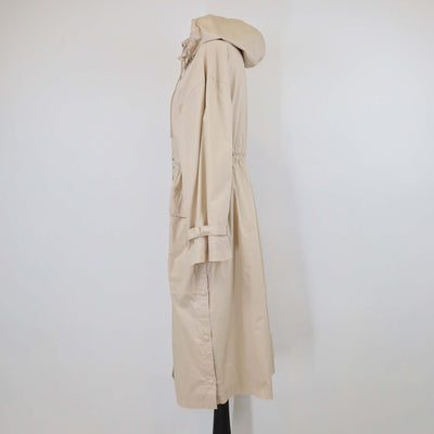 Max Mara Beige Blend Cotton & Nylon Drawstring Zip Raincoat