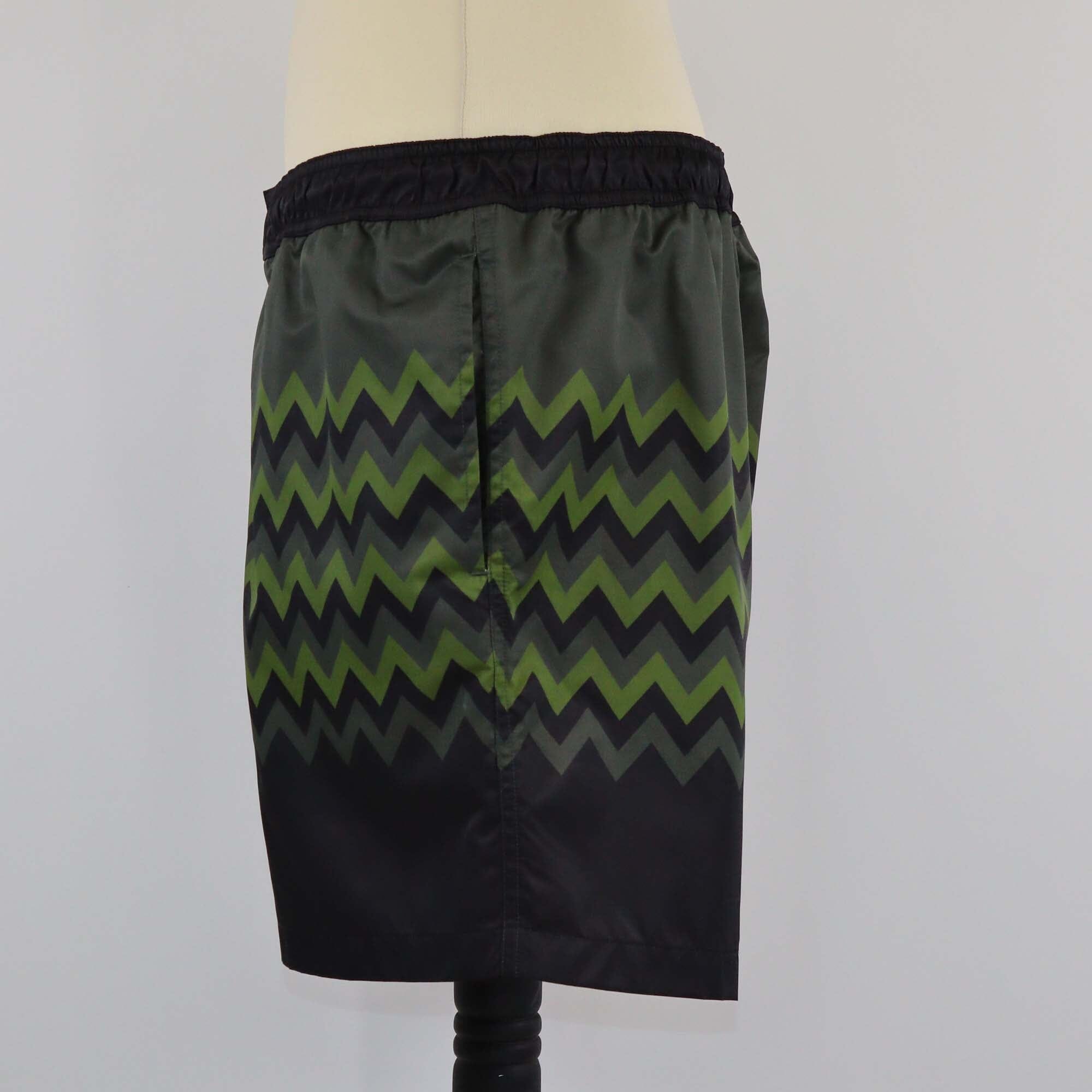 Missoni Green/Black Zigzag Print Swimming Trunks Mens Missoni 