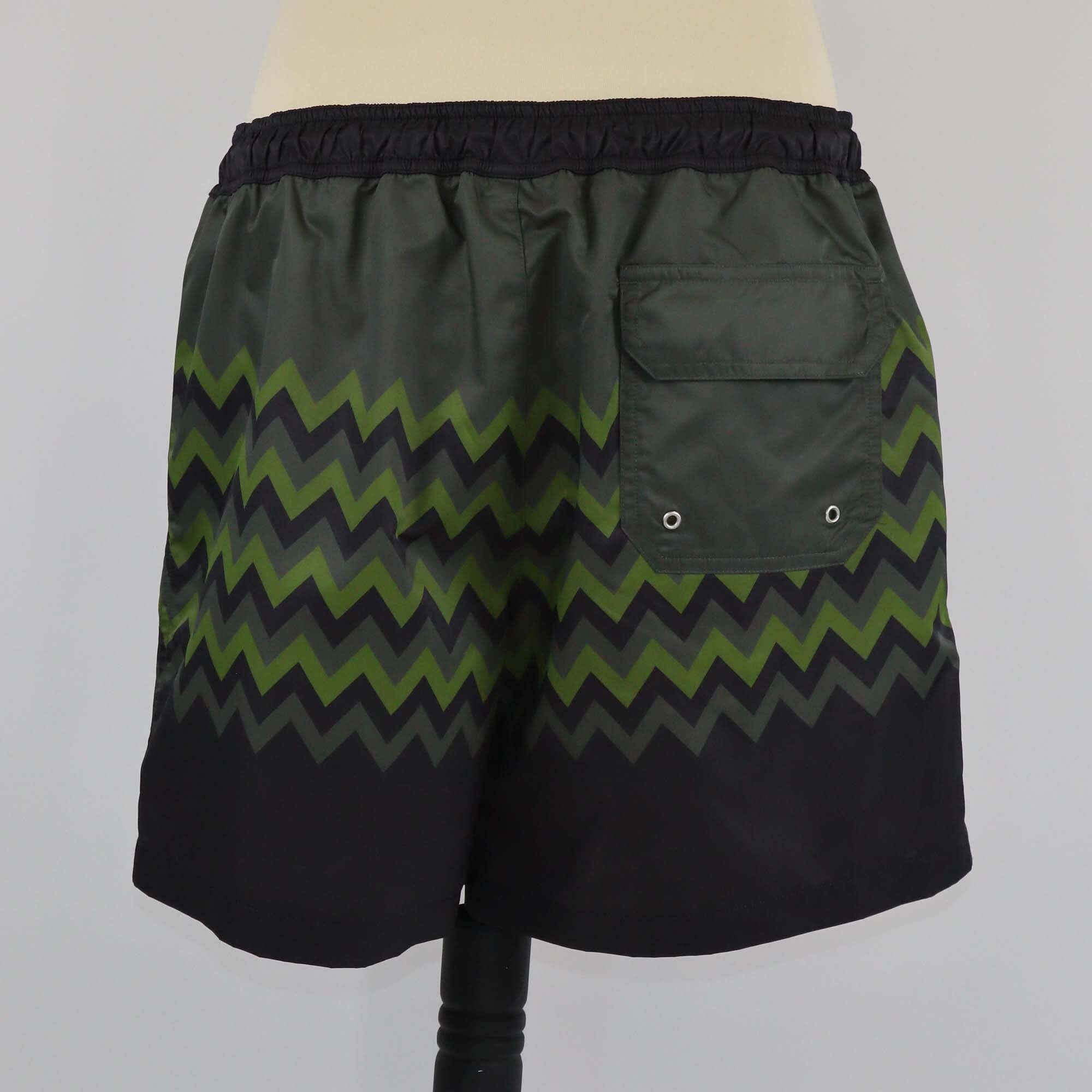 Missoni Green/Black Zigzag Print Swimming Trunks Mens Missoni 