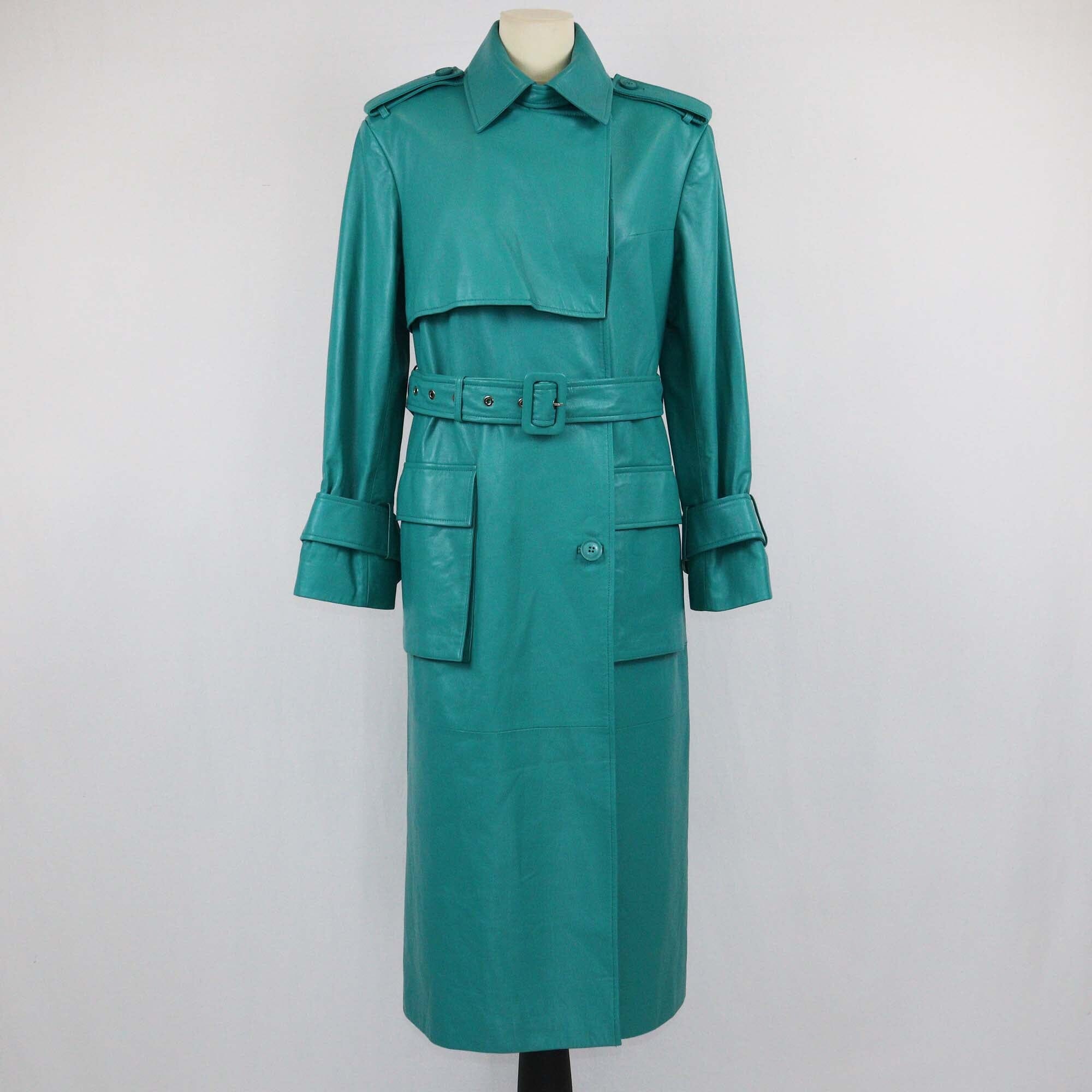 Adamo Green Belted Maxi Coat Womens Adamo 