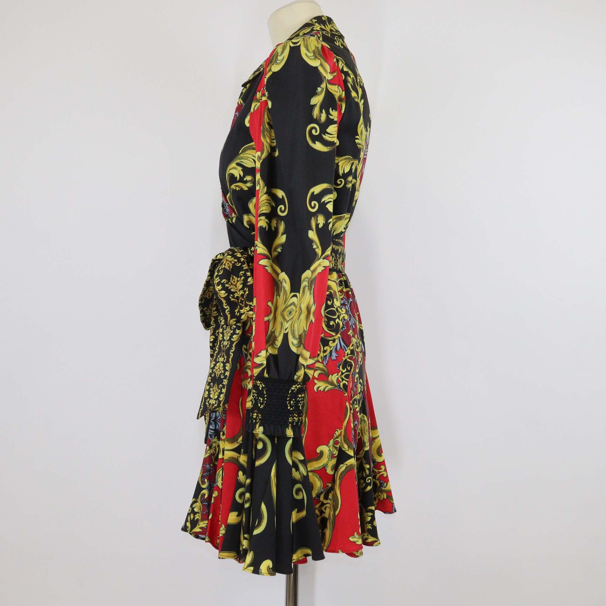 Alice + Olivia Multicolor Printed Blend Cotton Alisa Wrap Godet Shirt Dress