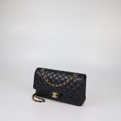 Chanel Black Quilted Caviar Leather Medium Classic Double Flap Bag